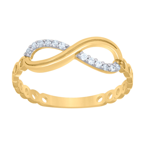 10kt Two-Tone Gold Womens Cubic-Zirconia Love Symbol Infinity Ring