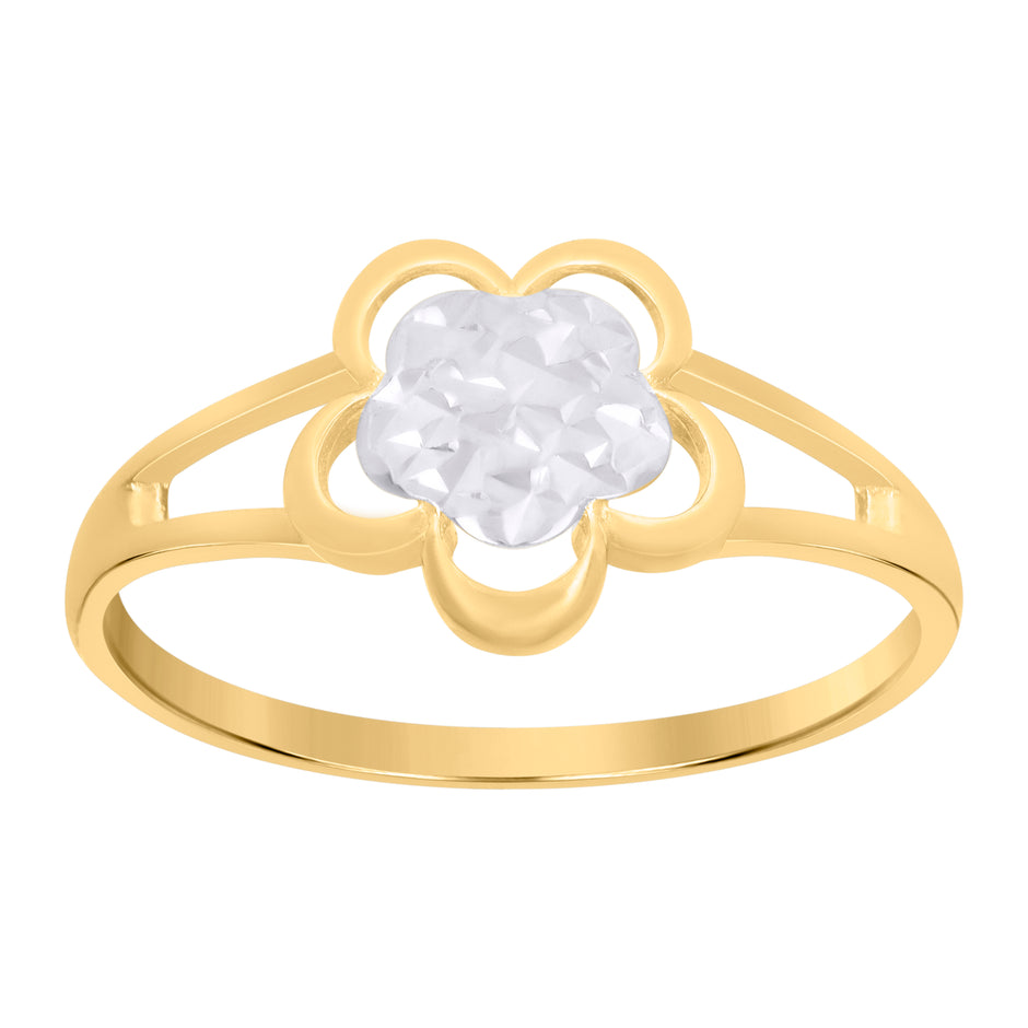 10kt Two-Tone Gold Womens Flower Fashion Ring