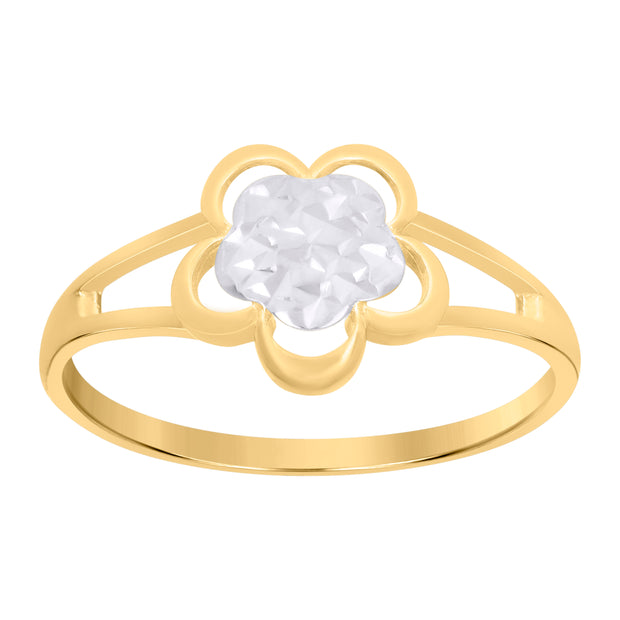 10kt Two-Tone Gold Womens Flower Fashion Ring