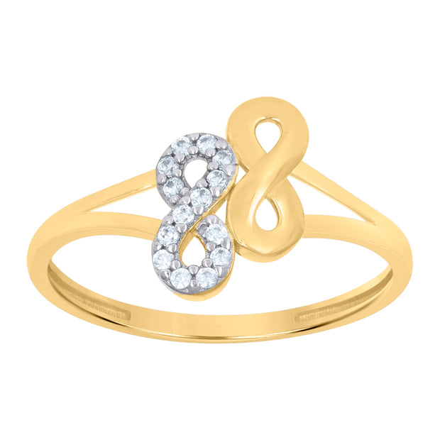 10kt Two-Tone Gold Womens Cubic-Zirconia Love Symbol Infinity Ring