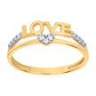 10kt Two-Tone Gold Womens Cubic-Zirconia Love Heart Love Ring