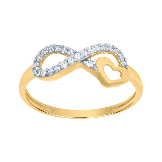 10kt Two-Tone Gold Womens Cubic-Zirconia Love Symbol Infinity Heart Ring