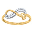 10kt Two-Tone Gold Womens Cubic-Zirconia Love Symbol Infinity Heart Ring