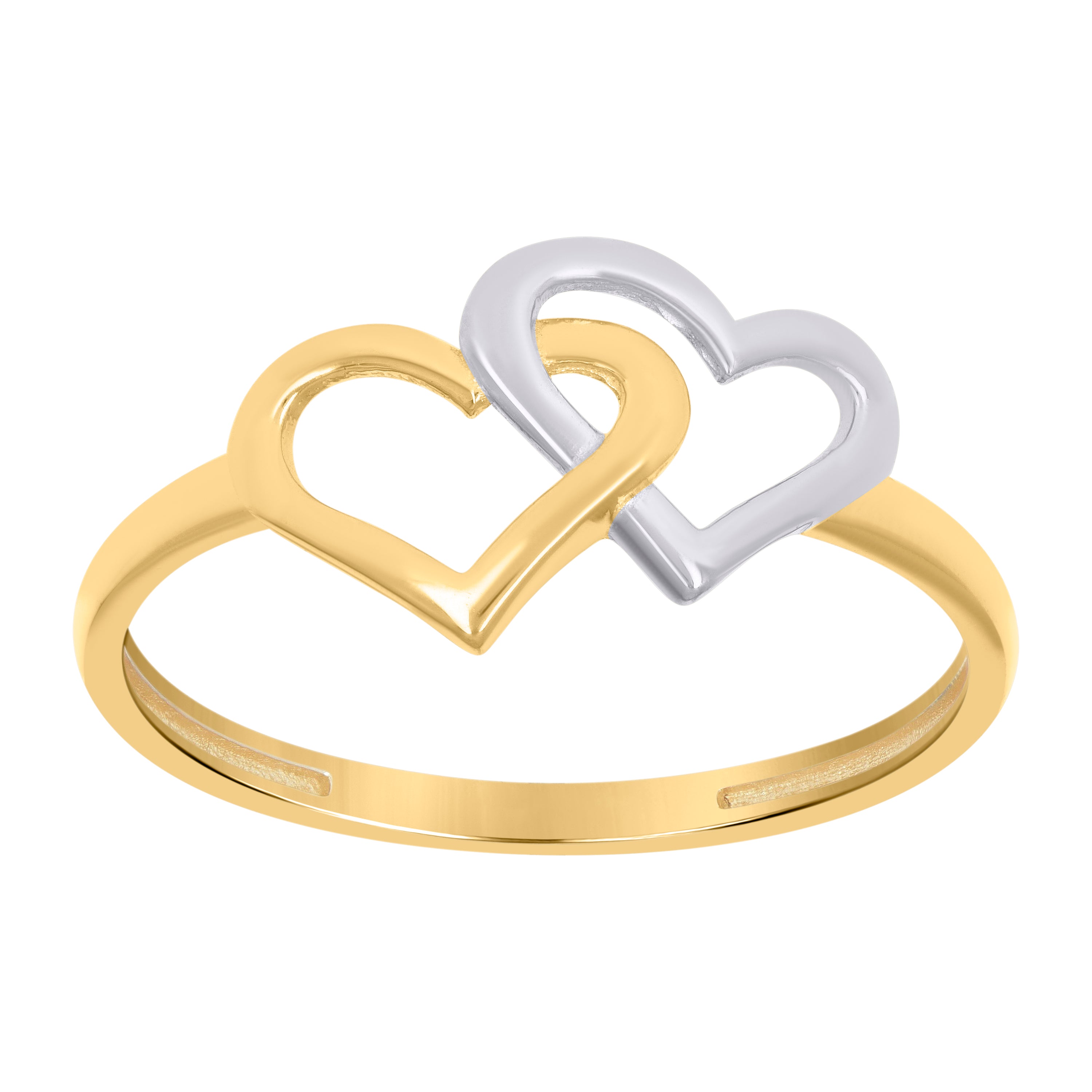 10kt Two-Tone Gold Womens Intertwined Heart Ring