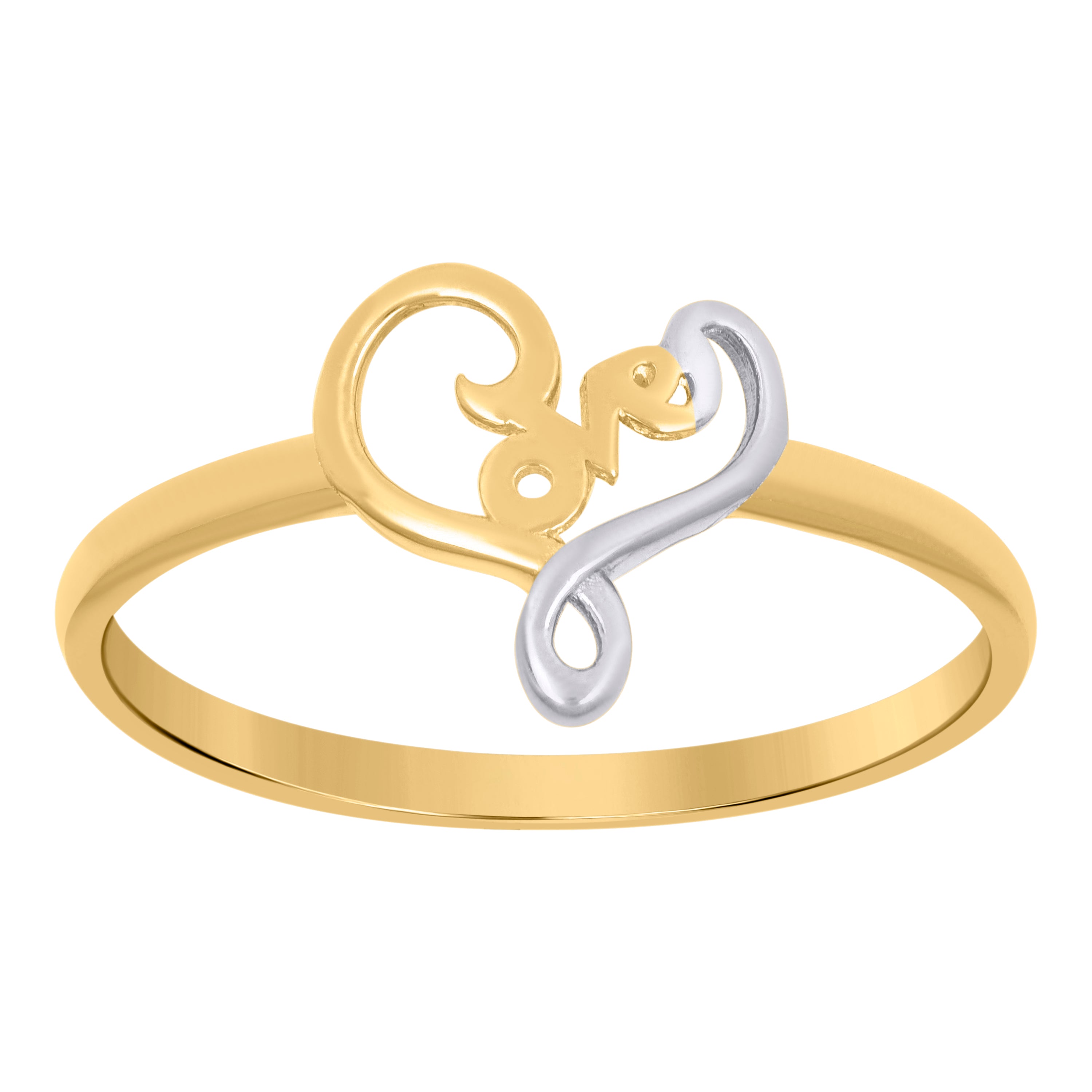 10kt Two-Tone Gold Womens Love Heart Love Ring