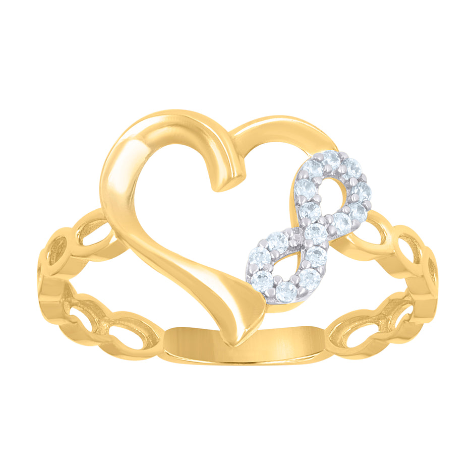 10kt Two-Tone Gold Womens Cubic-Zirconia Love Symbol Infinity Heart Ring