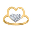 10kt Two-Tone Gold Womens Cubic-Zirconia Double Heart Ring