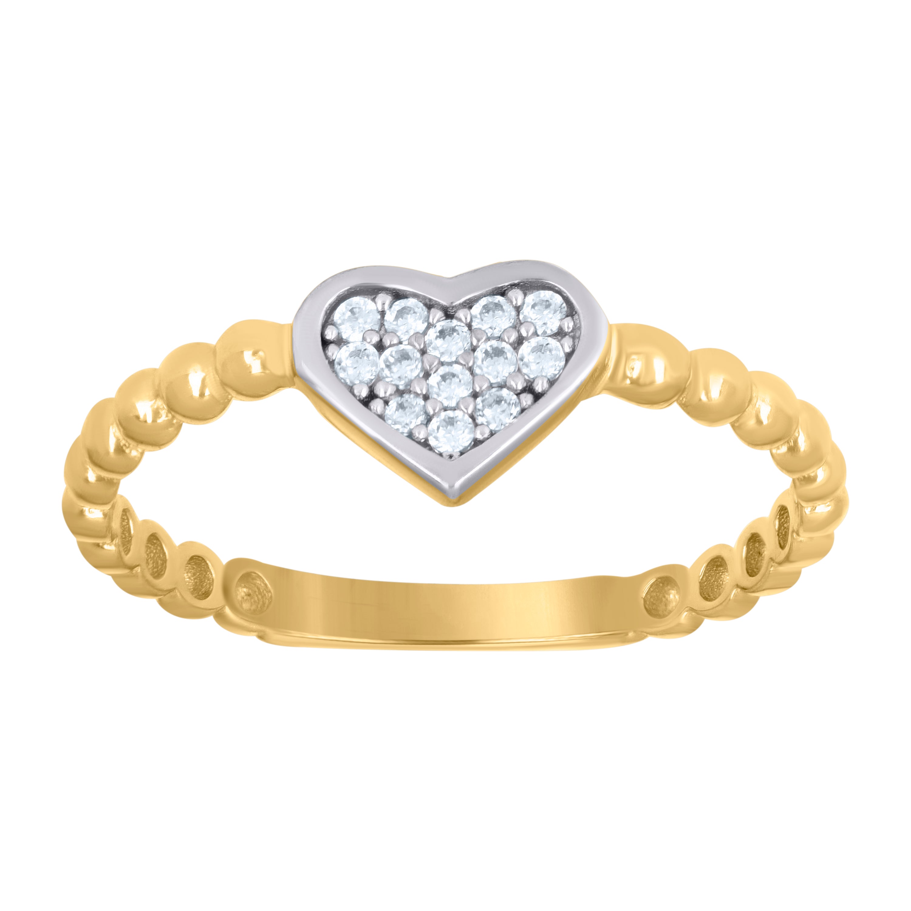 10kt Two-Tone Gold Womens Cubic-Zirconia Heart Love Ring