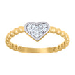 10kt Two-Tone Gold Womens Cubic-Zirconia Heart Love Ring