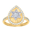 10kt Two-Tone Gold Womens Cubic-Zirconia Tear Drop Star Of David Symbols Religious Ring