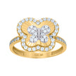 10kt Two-Tone Gold Womens Cubic-Zirconia Butterfly Insect Wildlife Ring
