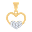10kt Two-tone Gold Womens Cubic-Zirconia Heart Charm Pendant