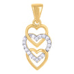10kt Two-tone Gold Womens Cubic-Zirconia Triple Heart Charm Pendant