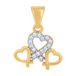 10kt Two-tone Gold Womens Cubic-Zirconia Triple Heart Charm Pendant
