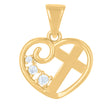 10kt Yellow Gold Womens Cubic-Zirconia Heart Cross Religious Charm Pendant