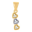 10kt Two-tone Gold Womens Cubic-Zirconia Triple Heart Charm Pendant
