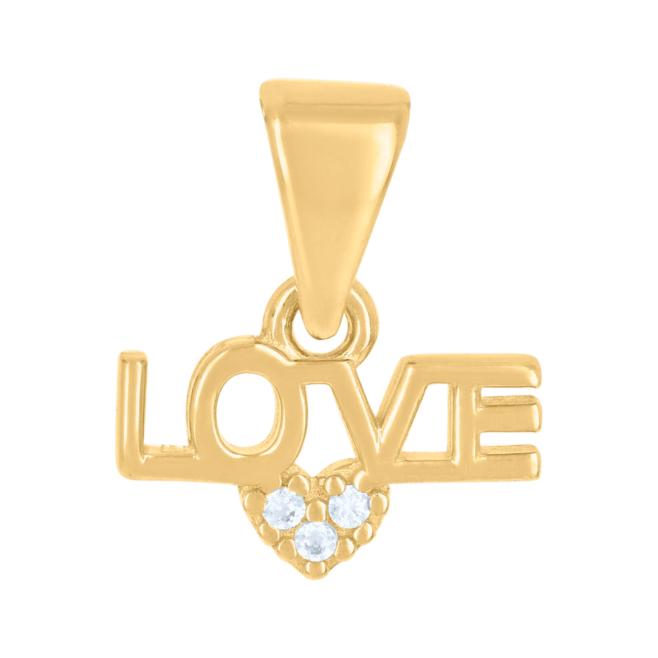 10kt Yellow Gold Womens Cubic-Zirconia Love Heart Charm Pendant