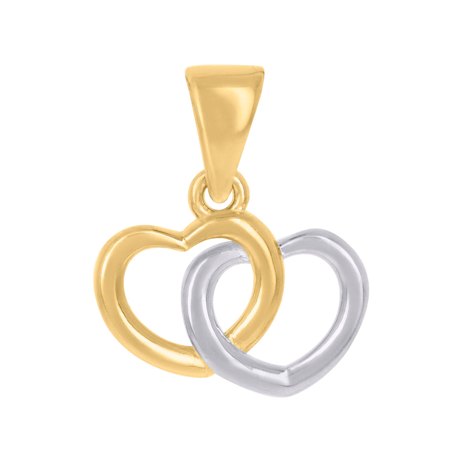 10kt Two-tone Gold Womens Intertwined Hearts Charm Pendant