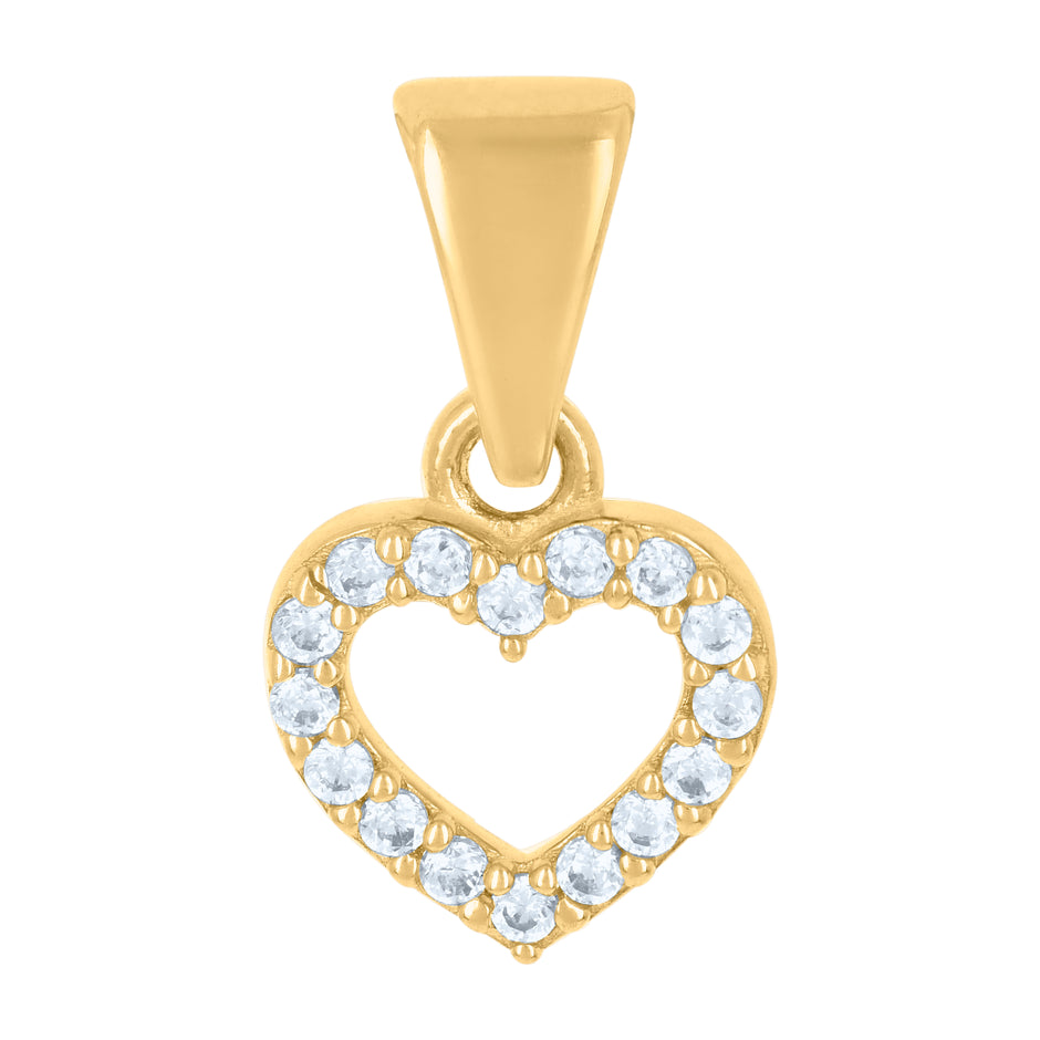 10kt Yellow Gold Womens Cubic-Zirconia Heart Charm Pendant