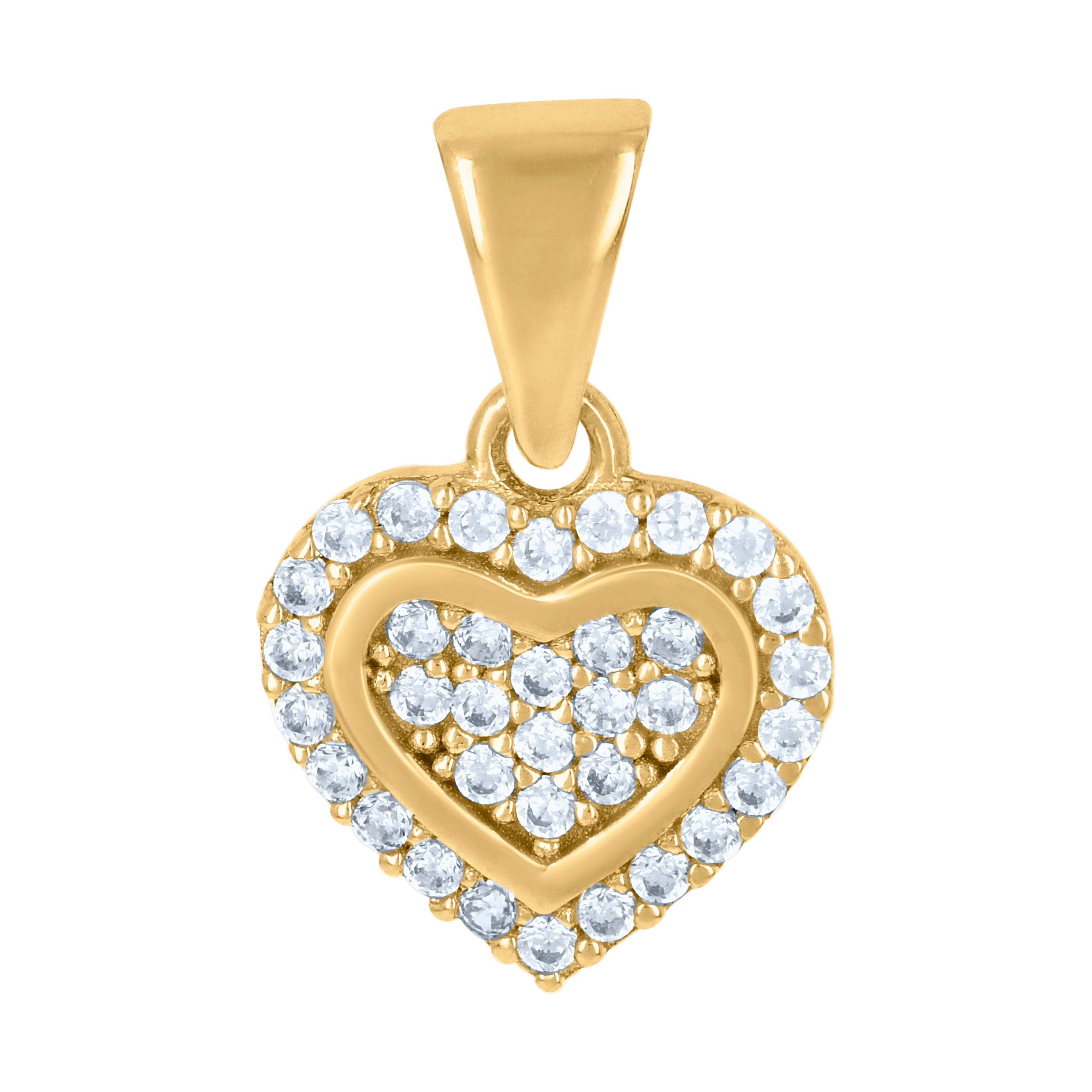 10kt Yellow Gold Womens Cubic-Zirconia Heart Charm Pendant