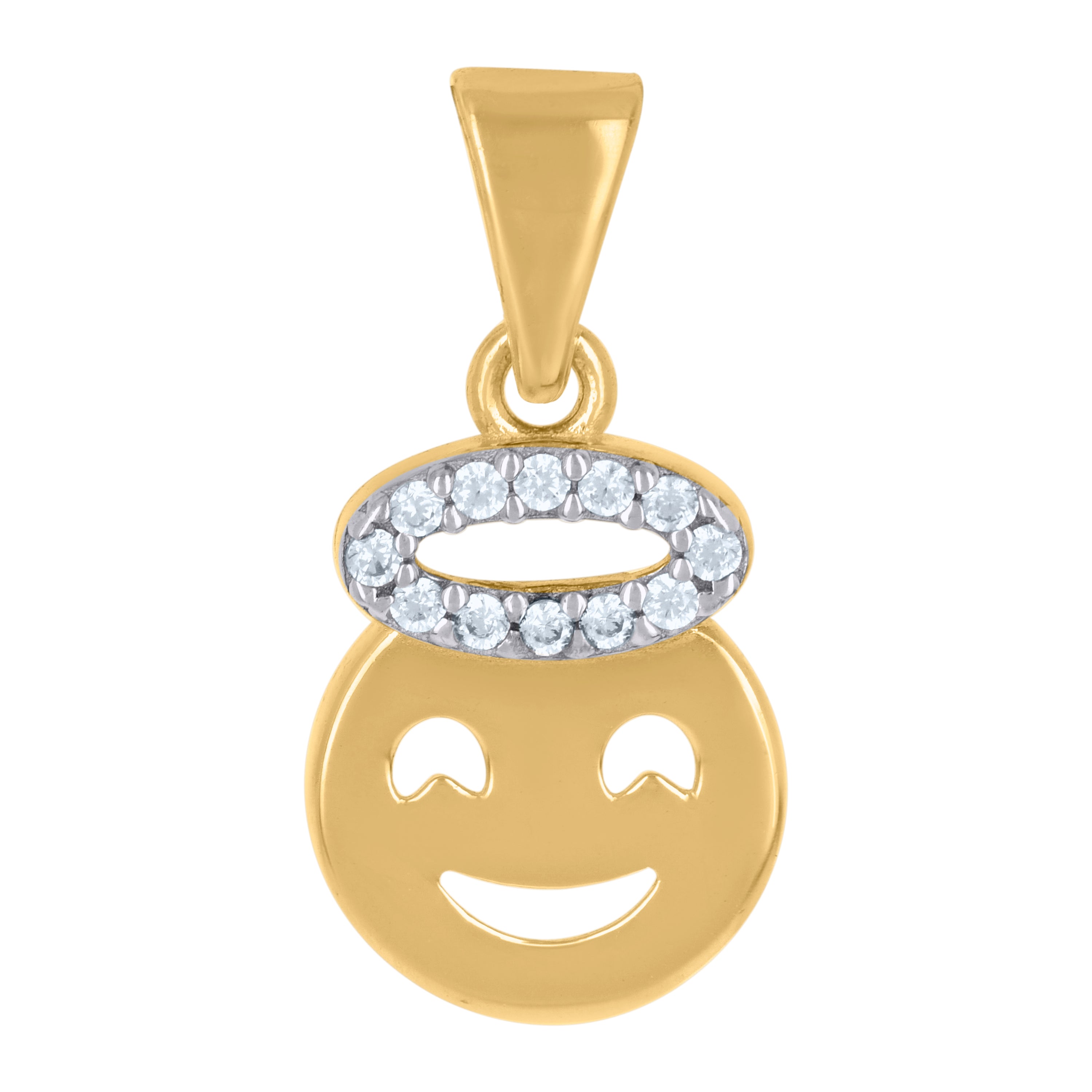 10kt Two-Tone Gold Womens Cubic-Zirconia Angel Symbol Pendant