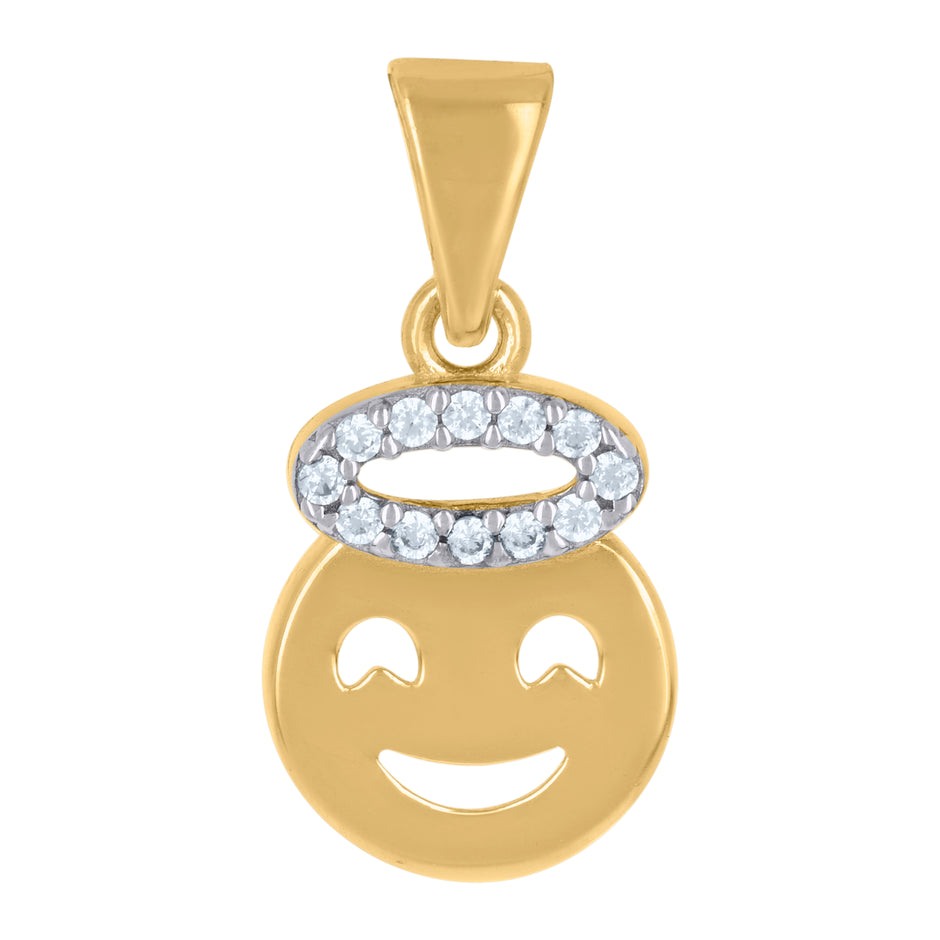 10kt Two-Tone Gold Womens Cubic-Zirconia Angel Symbol Pendant