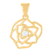 10kt Yellow Gold Womens Cubic-Zirconia Flower Fashion Charm Pendant