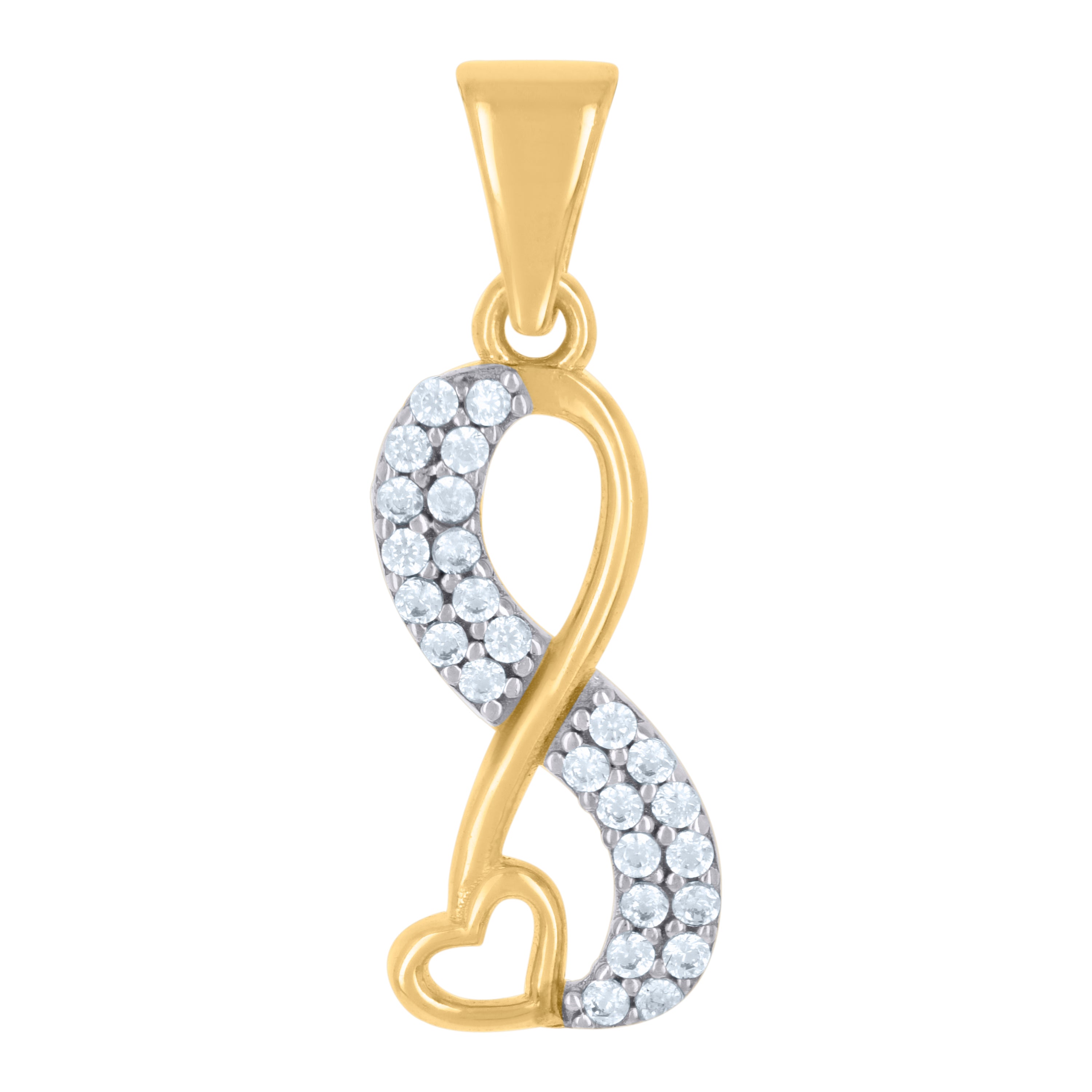 10kt Two-tone Gold Womens Cubic-Zirconia Love Symbol Infinity Heart Charm Pendant