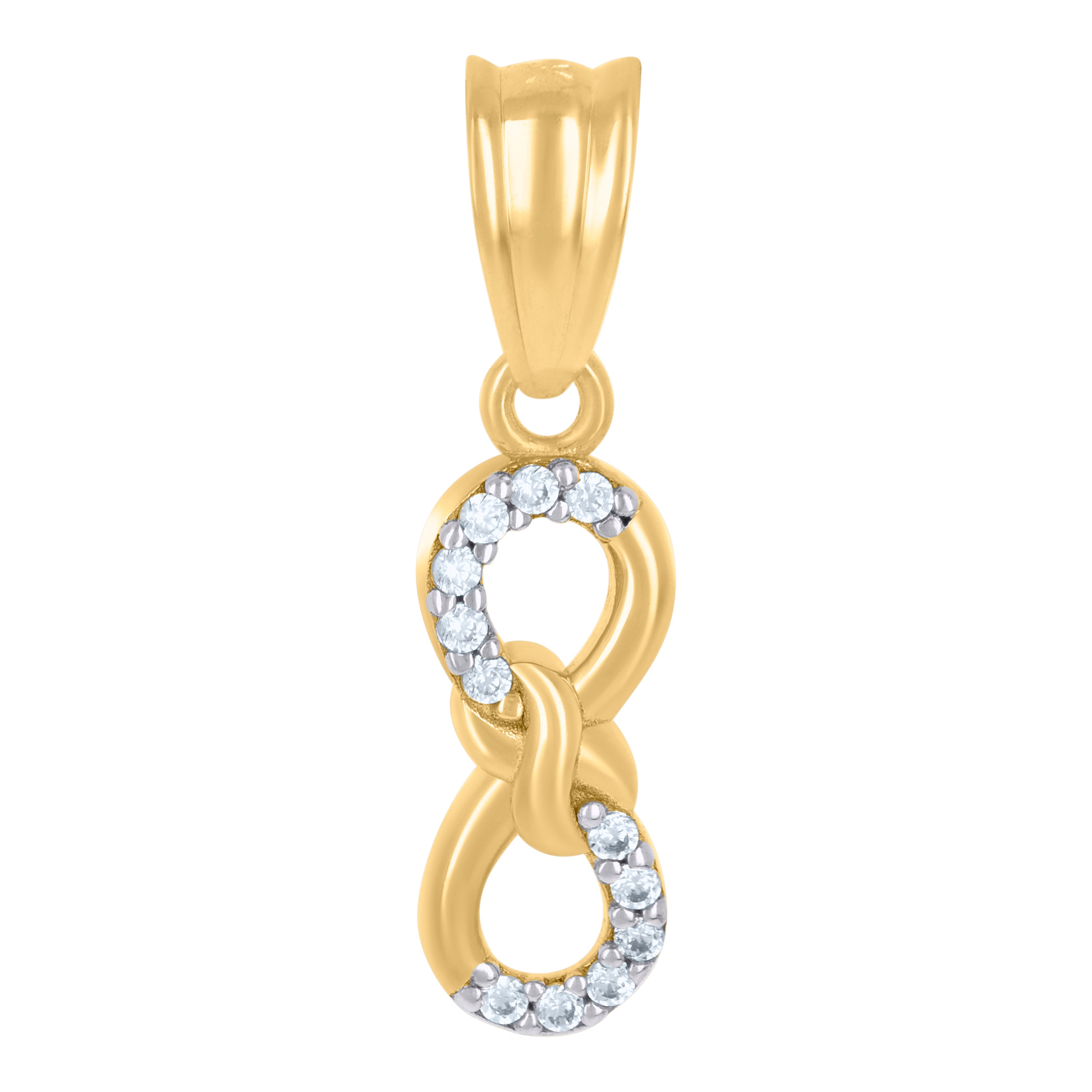 10kt Two-tone Gold Womens Cubic-Zirconia Love Symbol Infinity Charm Pendant