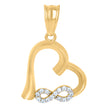 10kt Two-tone Gold Womens Cubic-Zirconia Infinity Heart Charm Pendant