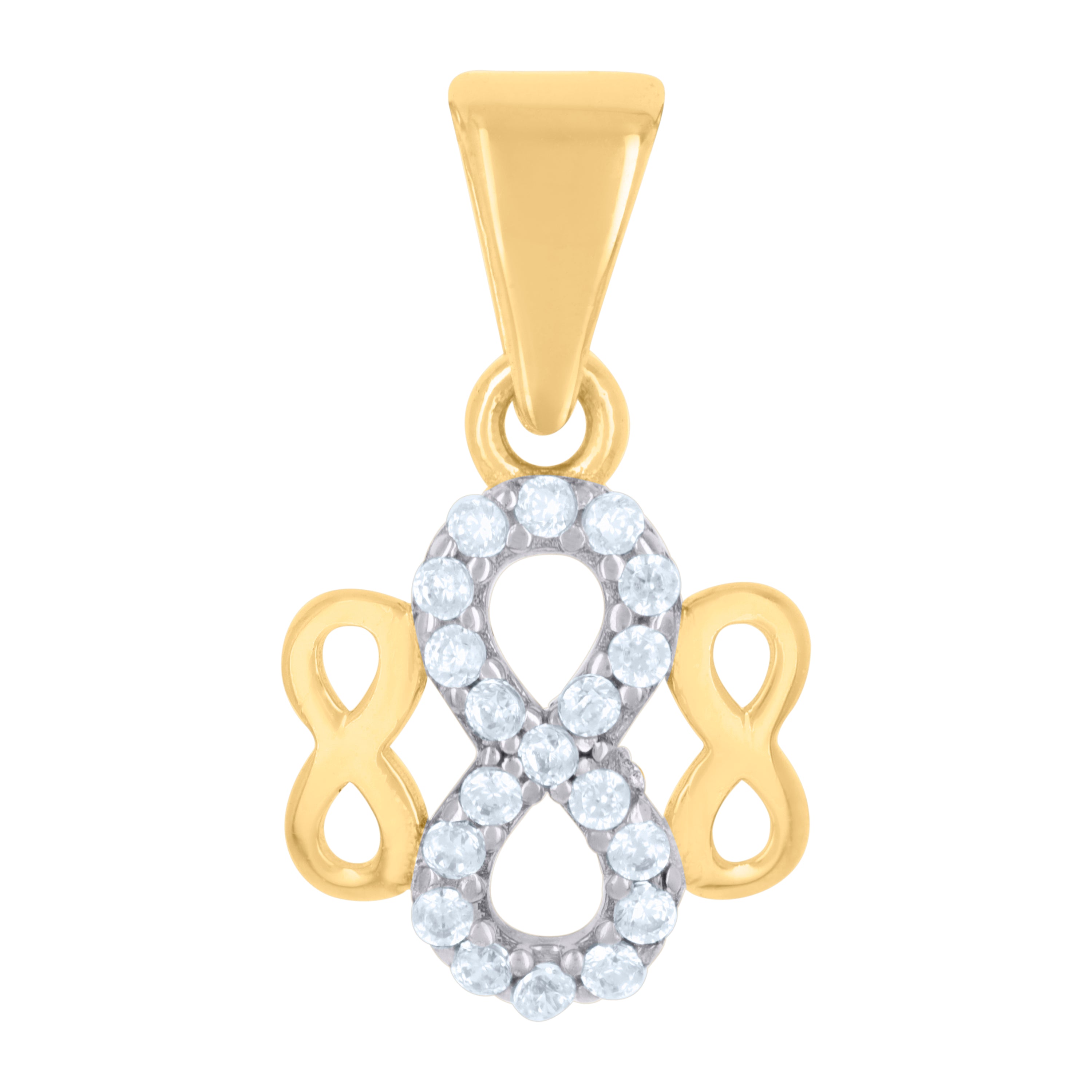 10kt Two-tone Gold Womens Cubic-Zirconia Love Symbol Infinity Charm Pendant