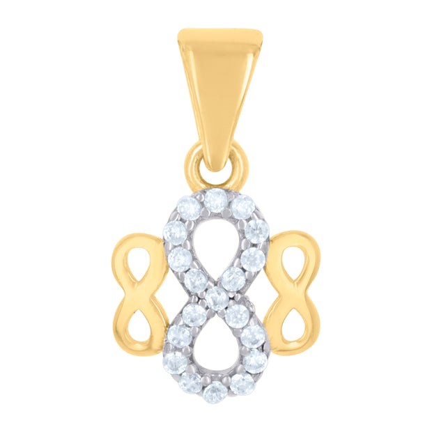 10kt Two-tone Gold Womens Cubic-Zirconia Love Symbol Infinity Charm Pendant