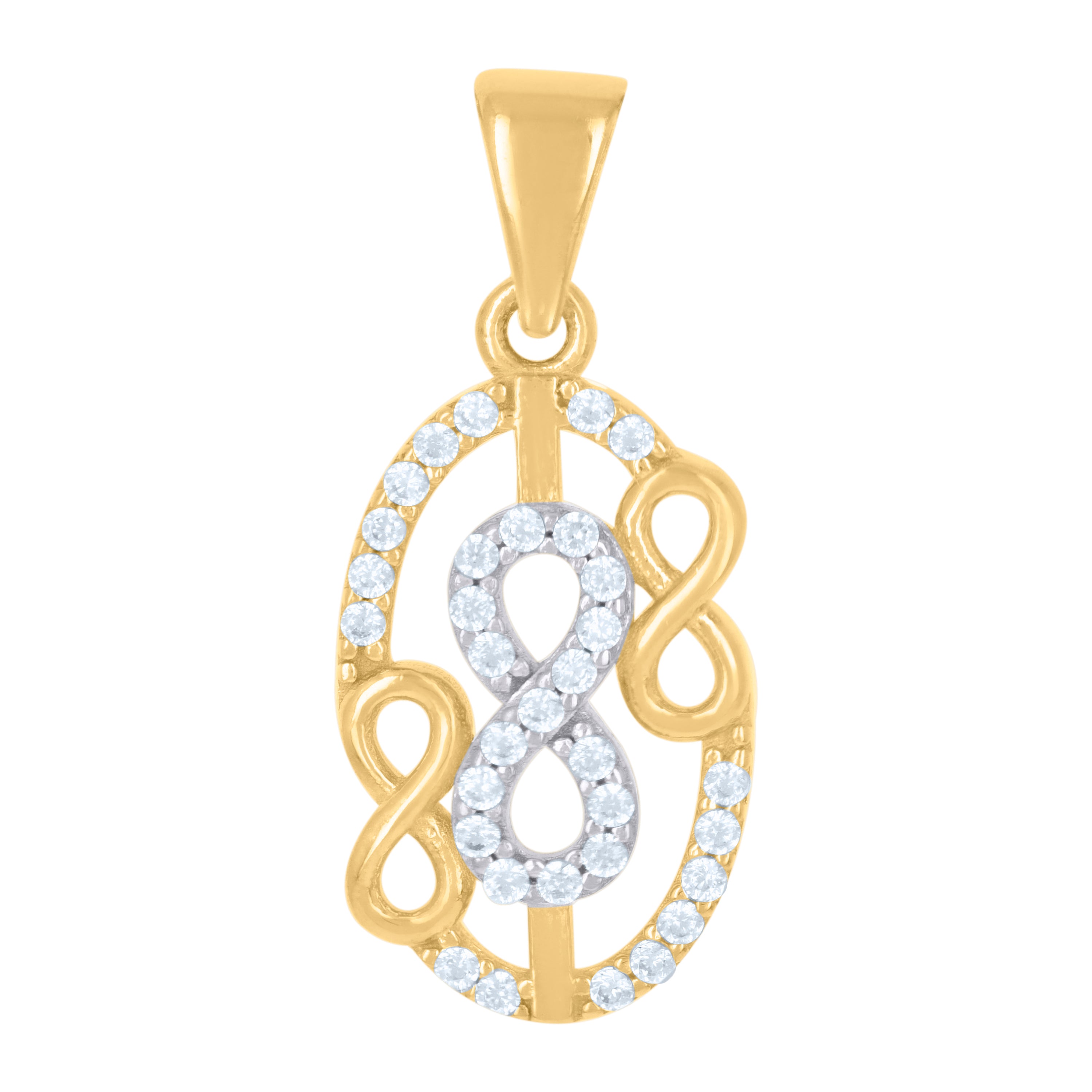 10kt Two-tone Gold Womens Cubic-Zirconia Love Symbol Infinity Charm Pendant