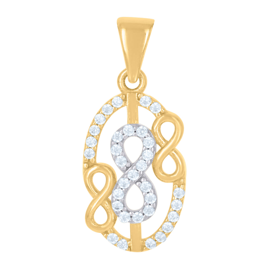 10kt Two-tone Gold Womens Cubic-Zirconia Love Symbol Infinity Charm Pendant