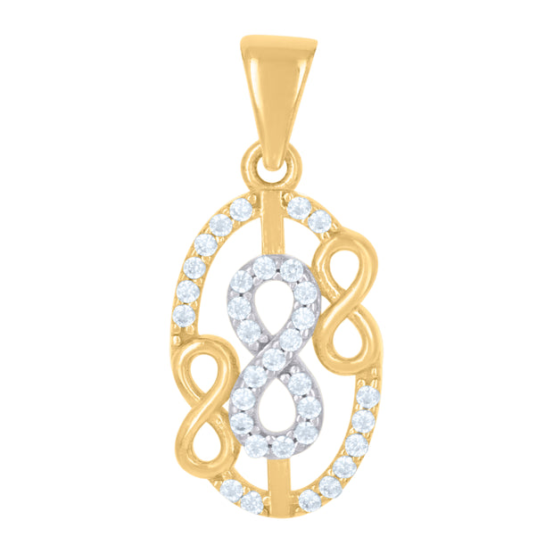 10kt Two-tone Gold Womens Cubic-Zirconia Love Symbol Infinity Charm Pendant
