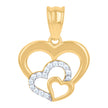 10kt Two-Tone Gold Womens Cubic-Zirconia Triple Heart Charm Pendant