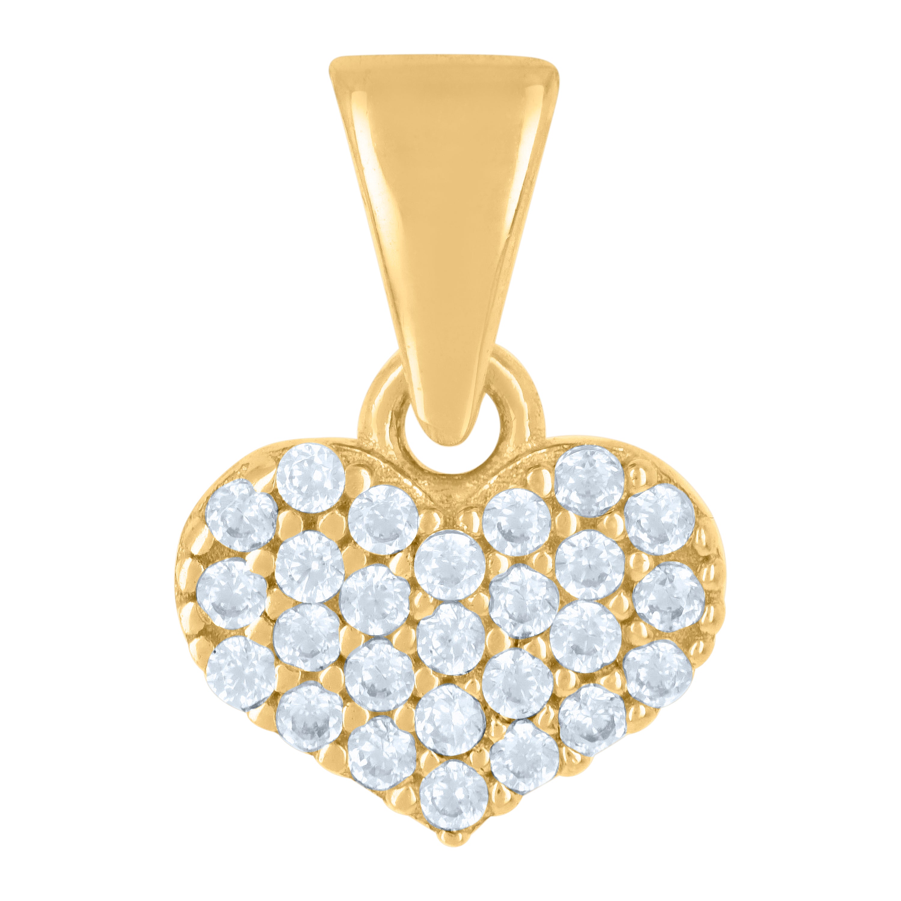 10kt Yellow Gold Womens Cubic-Zirconia Heart Charm Pendant