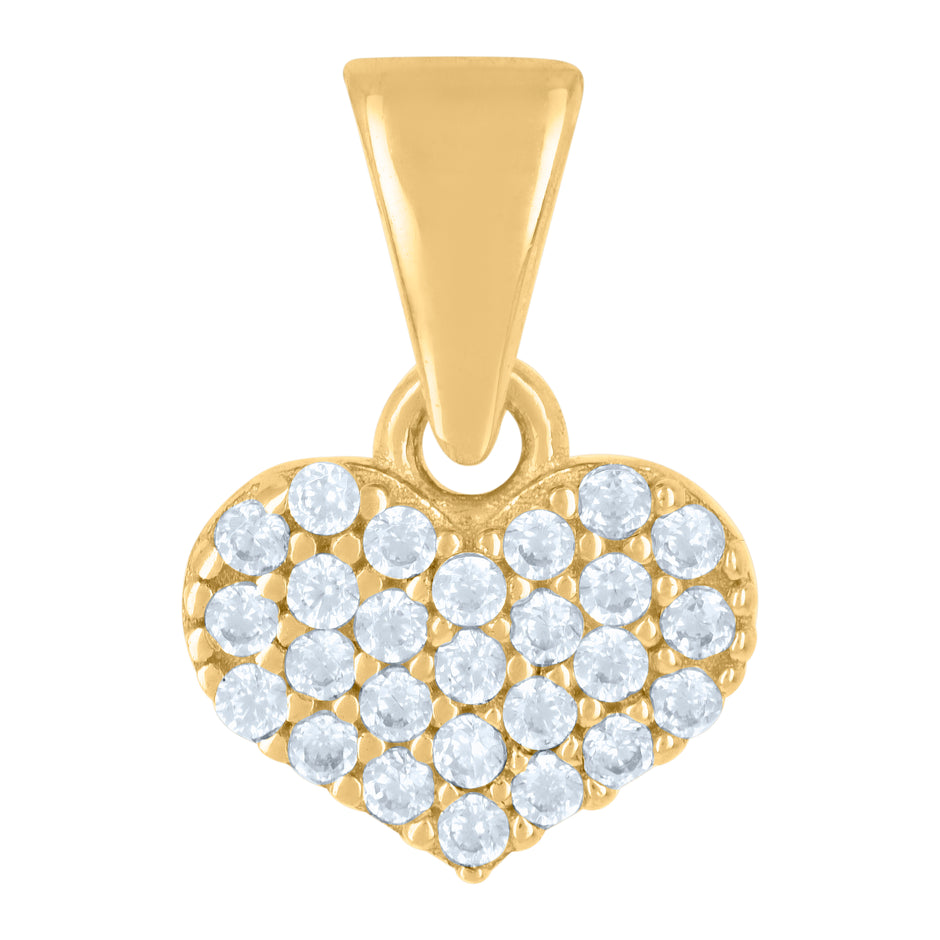 10kt Yellow Gold Womens Cubic-Zirconia Heart Charm Pendant