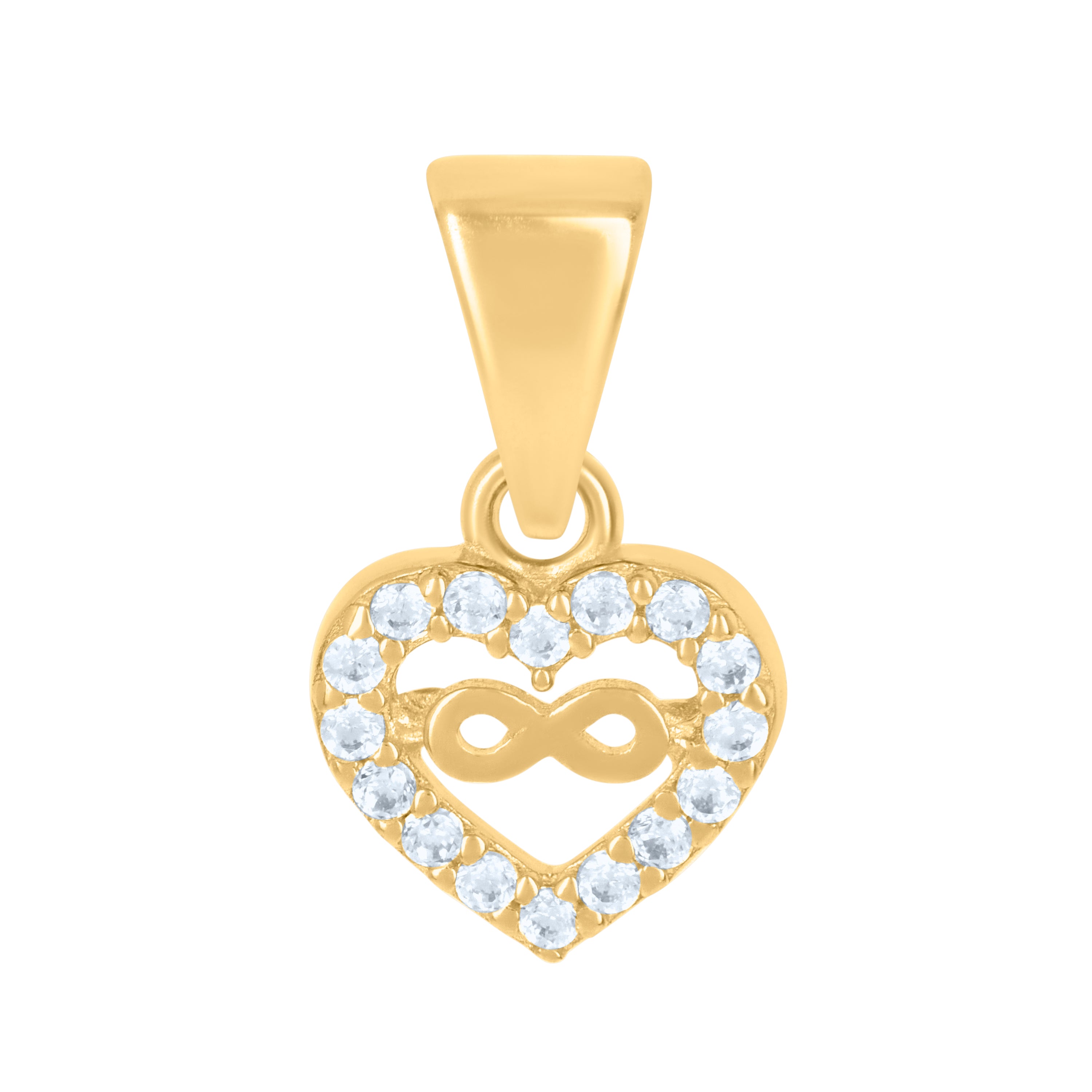 10kt Yellow Gold Womens Cubic-Zirconia Infinity Heart Charm Pendant