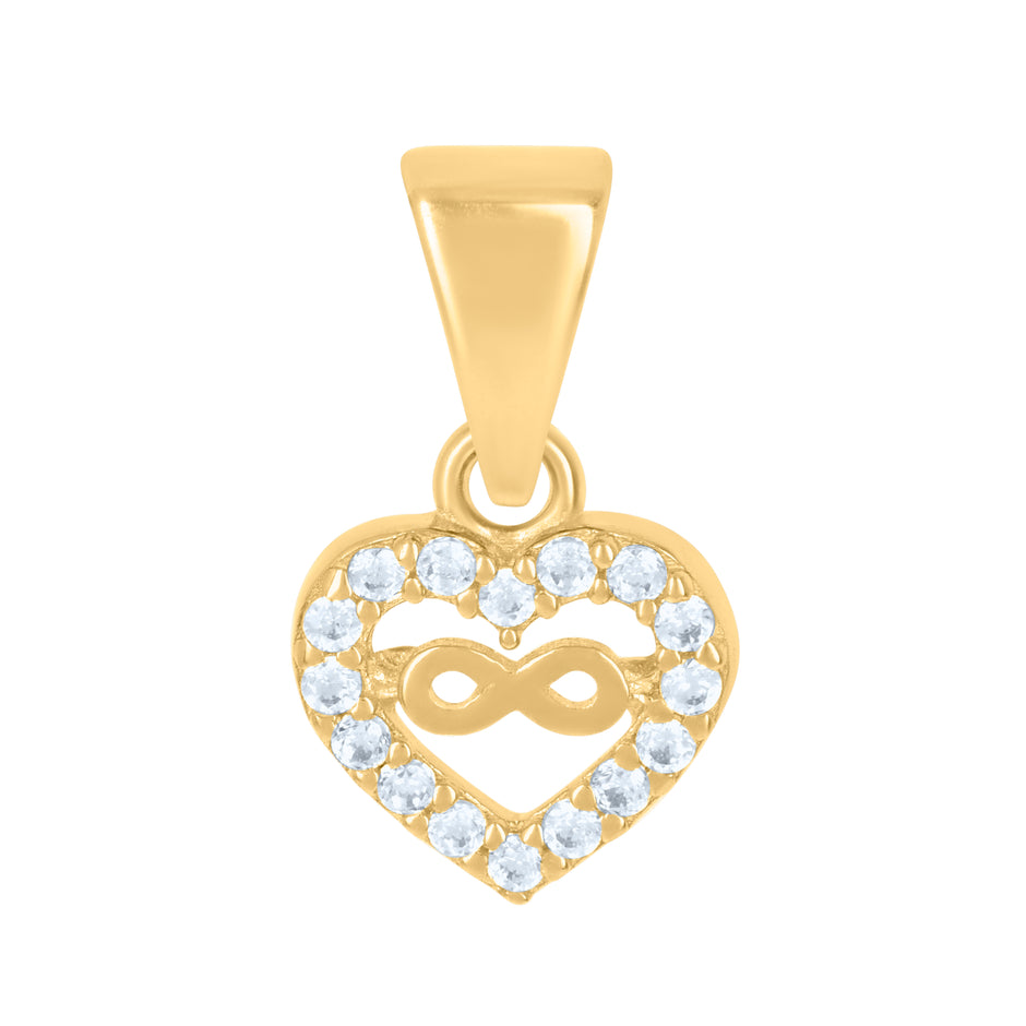 10kt Yellow Gold Womens Cubic-Zirconia Infinity Heart Charm Pendant