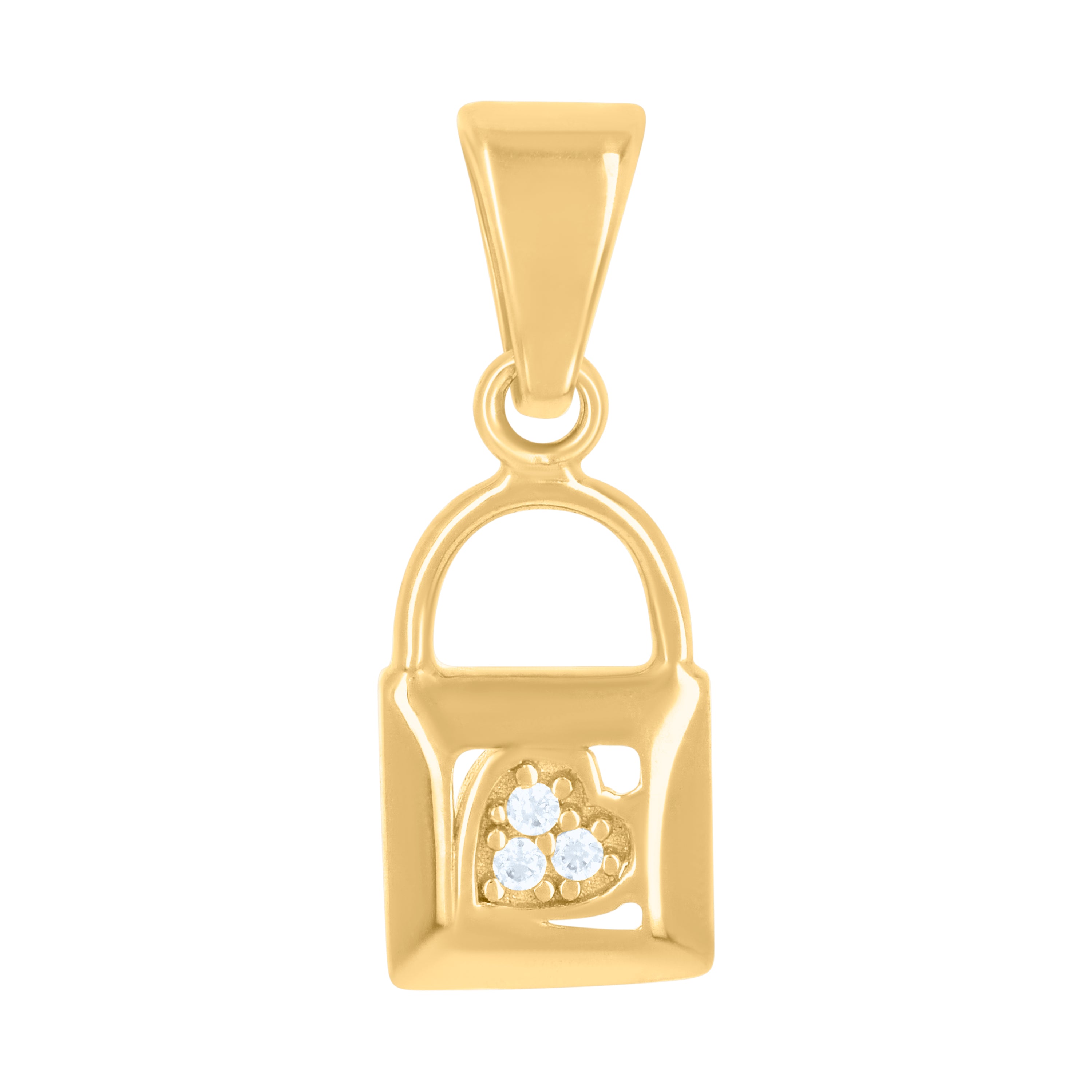 10kt Yellow Gold Womens Cubic-Zirconia Lock Charm Pendant