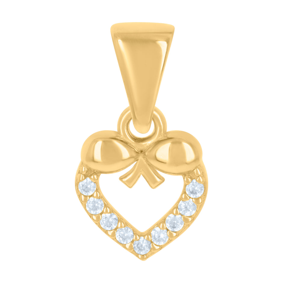 10kt Yellow Gold Womens Cubic-Zirconia Heart Charm Pendant