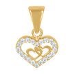 10kt Yellow Gold Womens Cubic-Zirconia Double Heart Charm Pendant