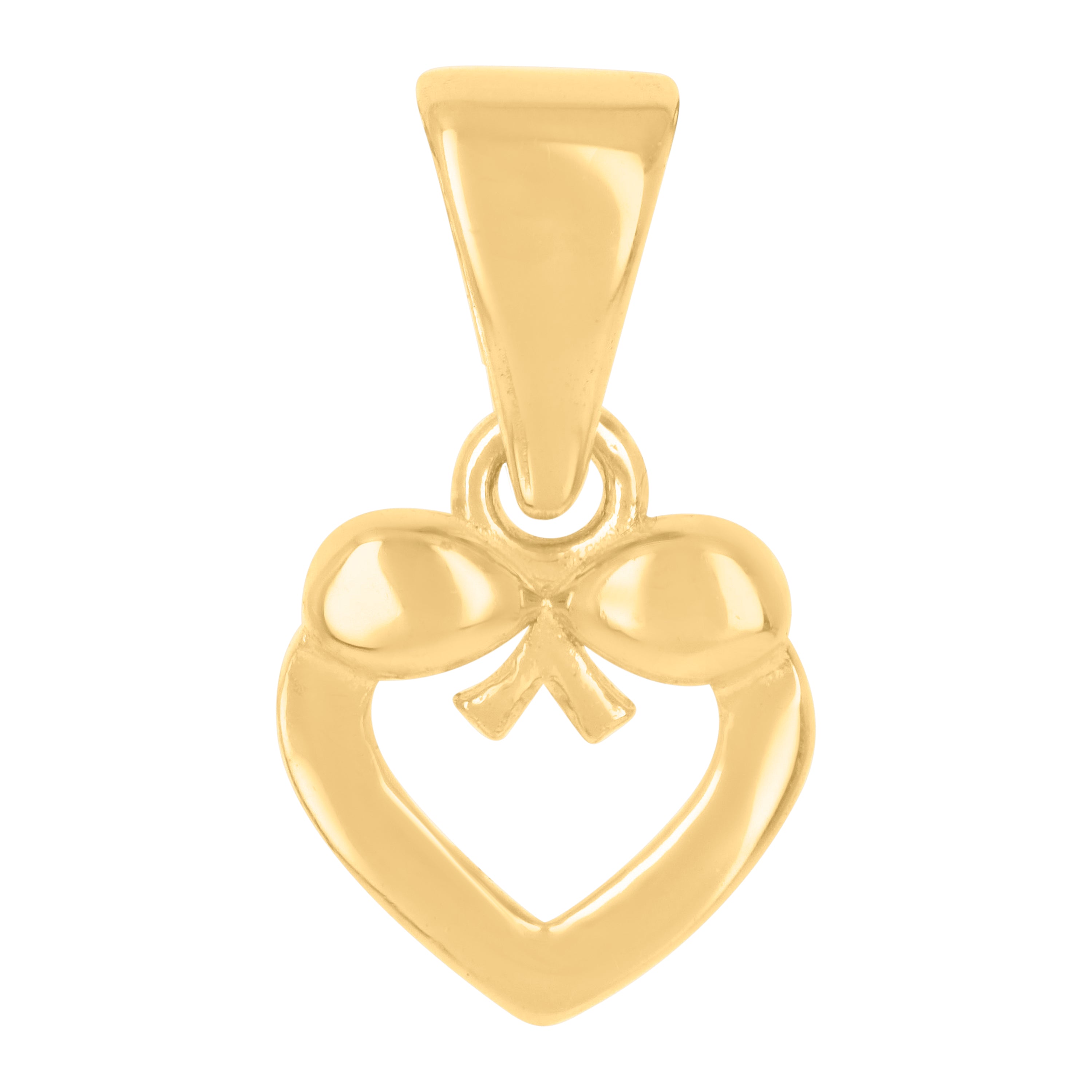 10kt Yellow Gold Womens Bow Heart Charm Pendant