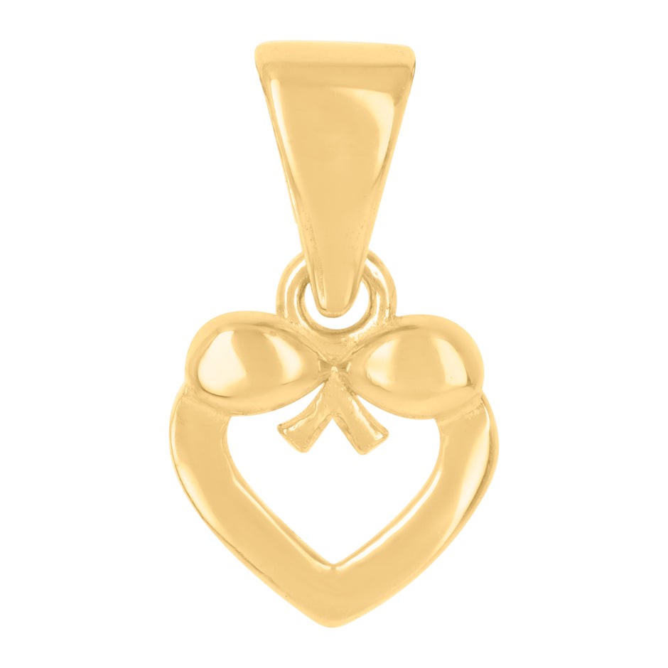 10kt Yellow Gold Womens Bow Heart Charm Pendant