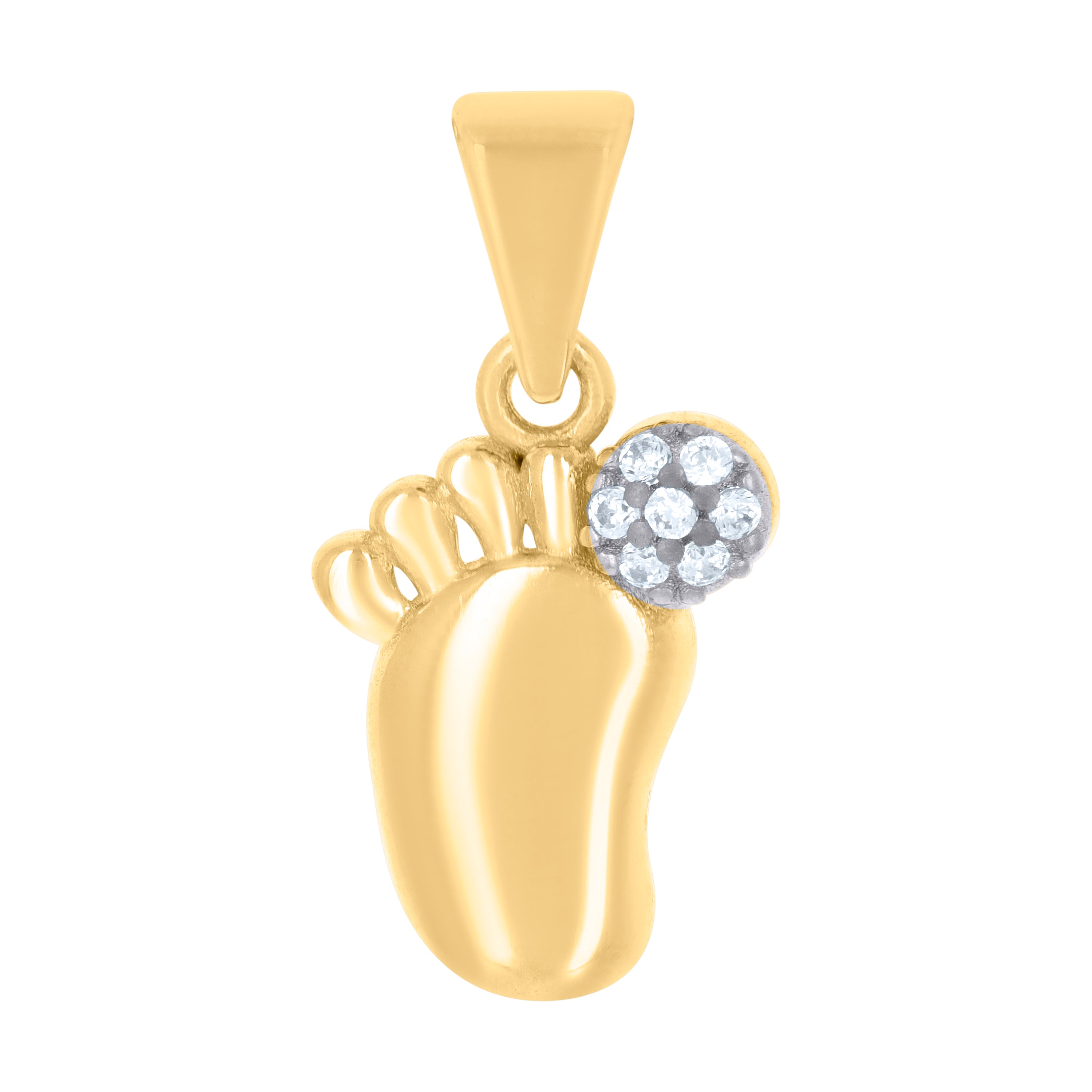 10kt Two-tone Gold Womens Cubic-Zirconia Baby Feet Fashion Charm Pendant