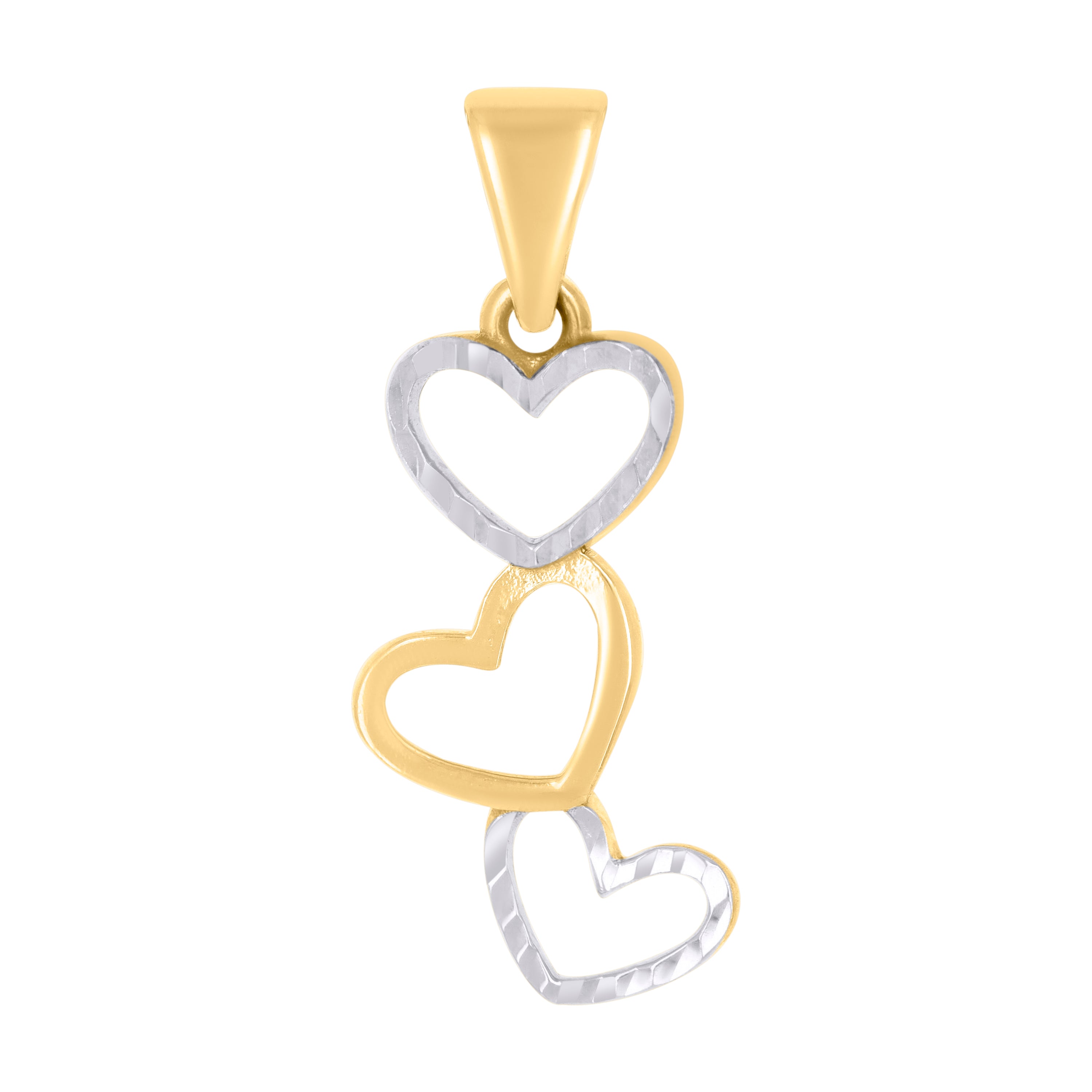 10kt Two-tone Gold Womens Triple Heart Charm Pendant