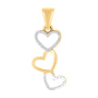 10kt Two-tone Gold Womens Triple Heart Charm Pendant