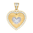 10kt Two-tone Gold Womens Cubic-Zirconia Heart Charm Pendant