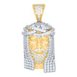 10kt Two-tone Gold Mens Cubic-Zirconia Jesus Religious Charm Pendant